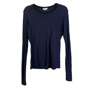 GOLDIE LEWINTER Tee T-Shirt Medium Crew Neck Ringer Long Sleeve Pima‎ Cotton